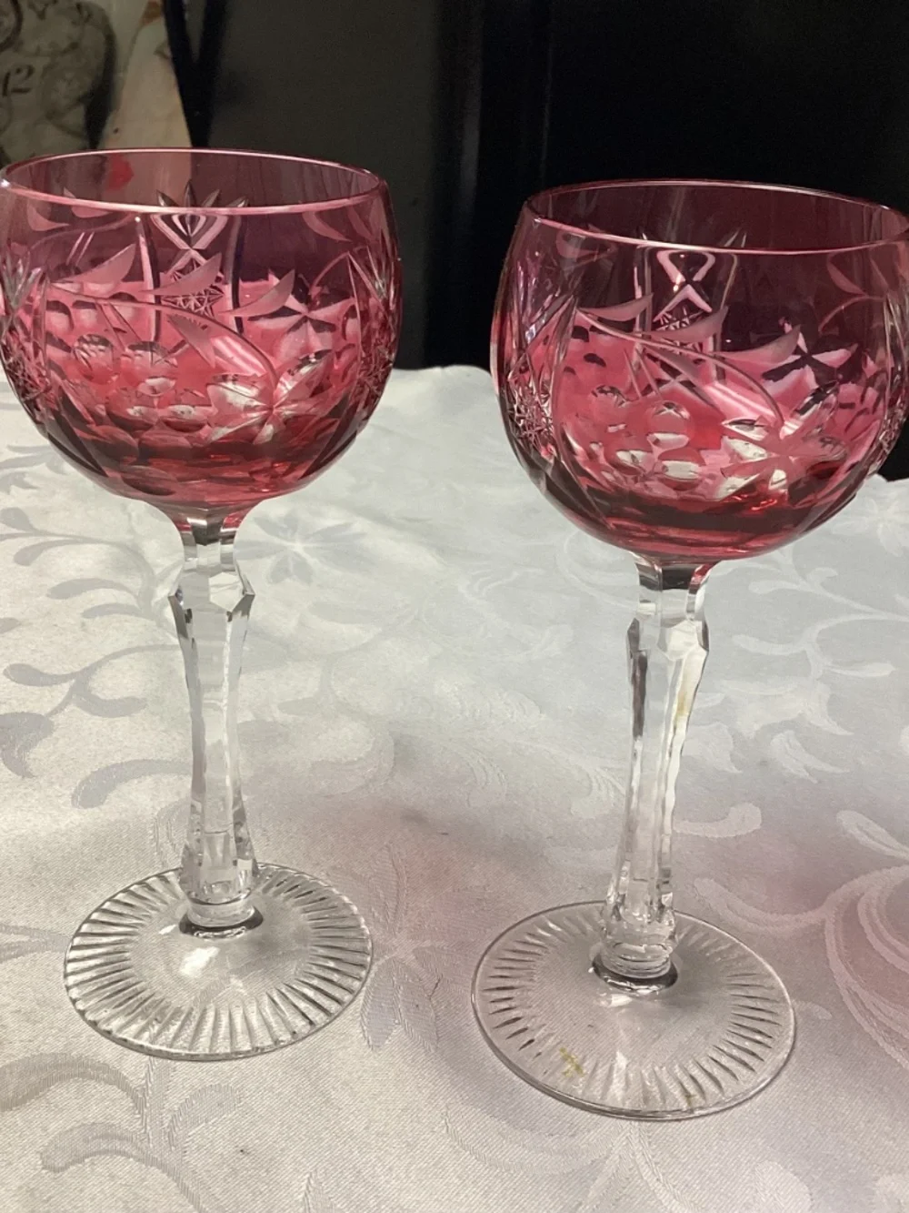 NAUCHTMANN. CRANBERRY WINE GLASSES SET OF 2 rare ones